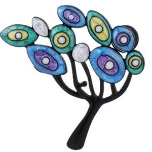 Cute Vibrant Multicolor Enamel Money Tree Design Brooch